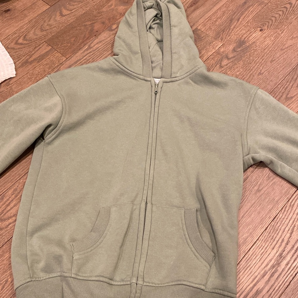 Green zip up girls sweatshirt size 10-11